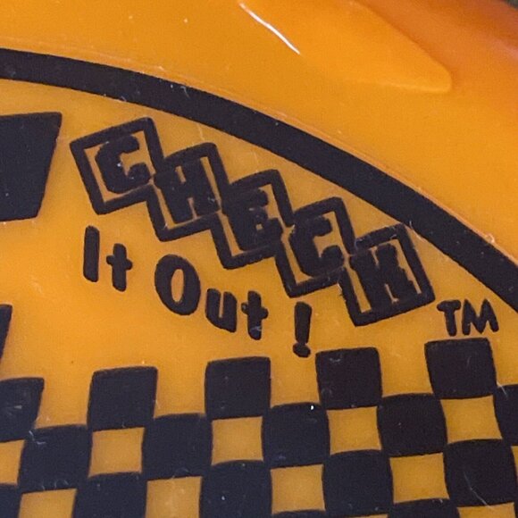 Vintage 90s Frisbee Check it Out by Imperial Orange Checkered 9" 1992 Rare - Picture 2 of 16